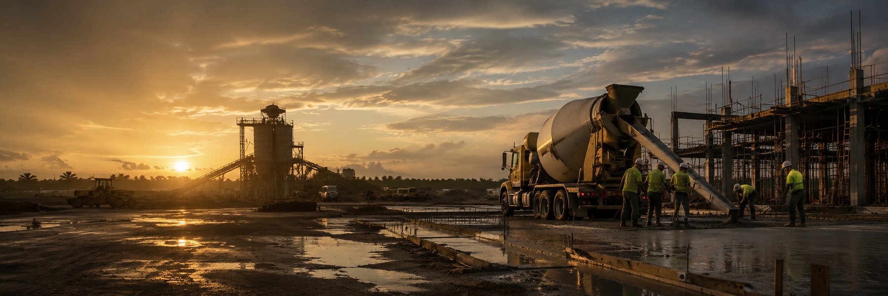 Grey Kole Construction jobsite at sunset