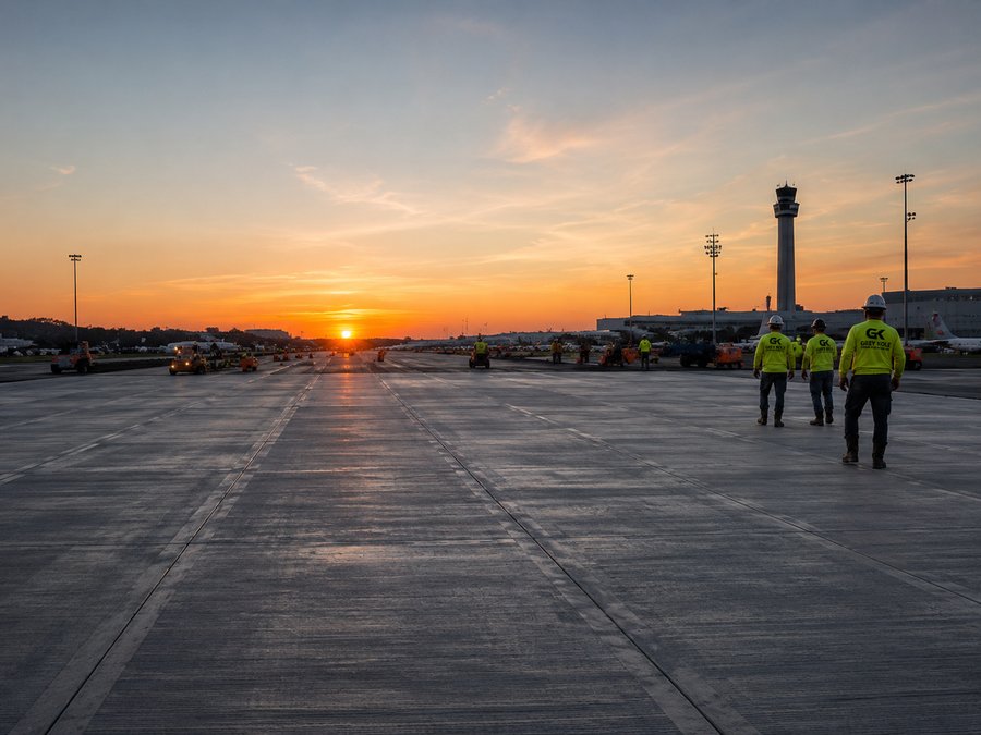 Airport taxiway work