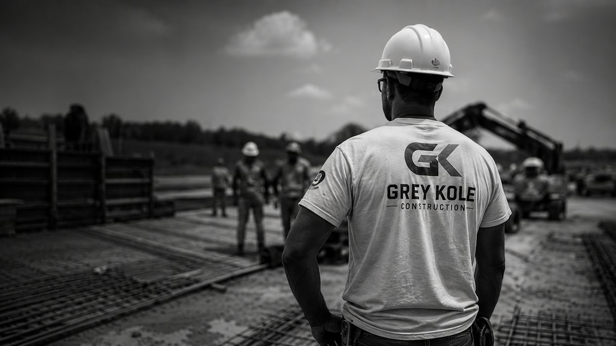Grey Kole Construction team member on site